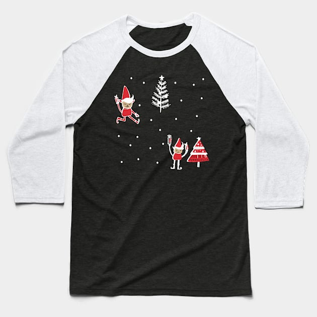 Christmas Elf Baseball T-Shirt by bruxamagica